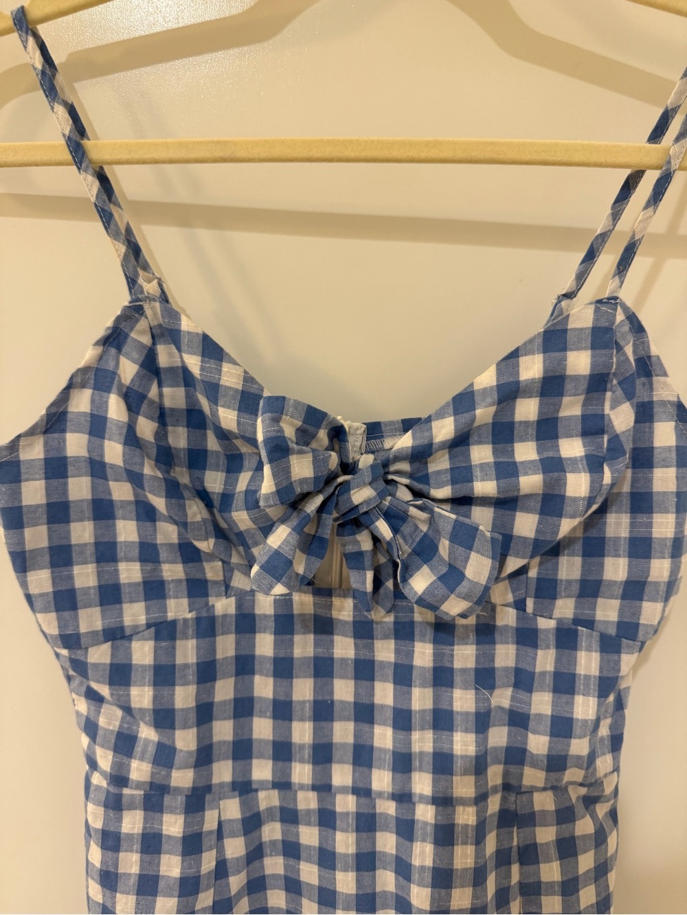 Nasty Gal Light Blue Gingham Bow-Front Mini Dress - Picture 3 of 5